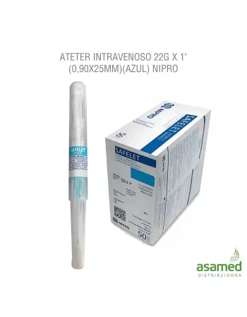 CATETER INTRAVENOSO 22G X 1" (0,90X25MM)(AZUL) NIPRO