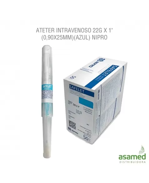 CATETER INTRAVENOSO 22G X 1" (0,90X25MM)(AZUL) NIPRO