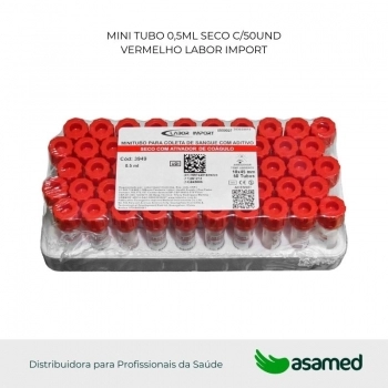 MINI TUBO 0,5ML SECO C/50UND VERMELHO LABOR IMPORT