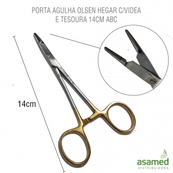PORTA AGULHA OLSEN HEGAR C/VIDEA E TESOURA 14CM ABC
