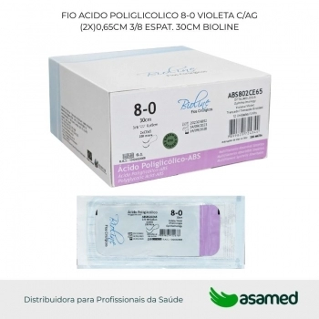 FIO ACIDO POLIGLICOLICO 8-0 C/2 AG 0,65CM 3/8 ESPAT. 30CM BIOLINE