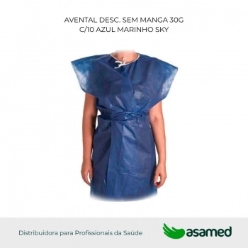 AVENTAL DESC. SEM MANGA 30G C/10 AZUL MARINHO SKY