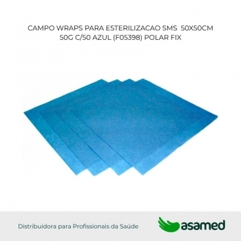 CAMPO WRAPS PARA ESTERILIZACAO SMS 50X50CM 50G C/50 AZUL (F05398) POLAR FIX