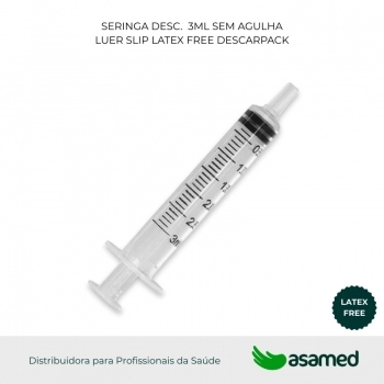 SERINGA DESC. 3ML SEM AGULHA LUER SLIP LATEX FREE DESCARPACK
