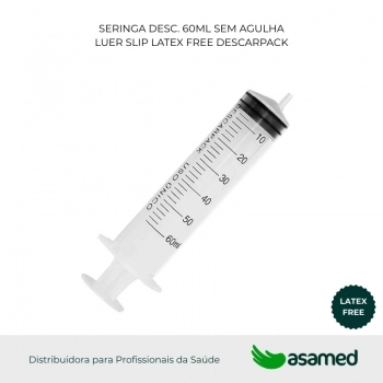 SERINGA DESC. 60ML SEM AGULHA LUER SLIP LATEX FREE DESCARPACK
