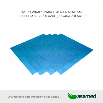 CAMPO WRAPS PARA ESTERILIZACAO SMS 100X100CM 50G C/50 AZUL (F05404) POLAR FIX