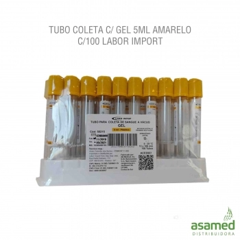 TUBO COLETA C/ GEL 5ML AMARELO C/100 LABOR IMPORT