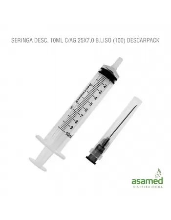 SERINGA DESC. 10ML COM AGULHA 25X7,0 LUER SLIP LATEX FREE DESCARPACK