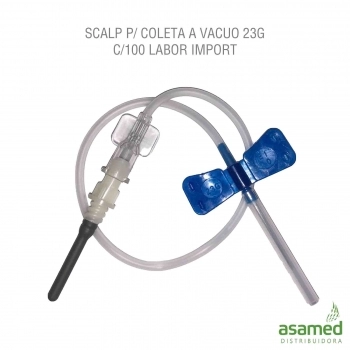 SCALP P/ COLETA A VACUO 23G AZUL C/100 LABOR IMPORT