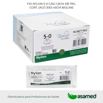 FIO NYLON 5-0 C/AG 1,9CM 3/8 TRG. CORT. (ACO 300) 45CM BIOLINE