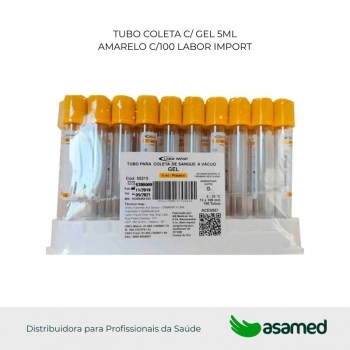 TUBO COLETA C/ GEL 5ML AMARELO C/100 LABOR IMPORT