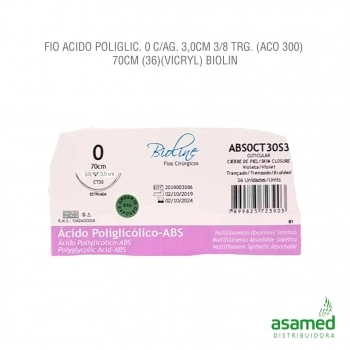 FIO ACIDO POLIGLICOLICO 0 VIOLETA C/AG 3,0CM 3/8 TRG. CORT. (ACO 300) 70CM BIOLINE
