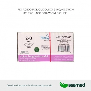 FIO ACIDO POLIGLICOLICO 2-0 VIOLETA C/AG 3,0CM 3/8 TRG. CORT. (ACO 300) 70CM BIOLINE