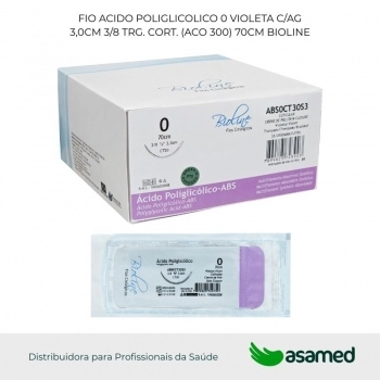FIO ACIDO POLIGLICOLICO 0 VIOLETA C/AG 3,0CM 3/8 TRG. CORT. (ACO 300) 70CM BIOLINE