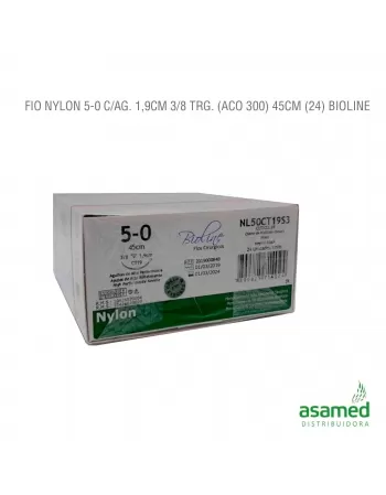 FIO NYLON 5-0 C/AG. 1,9CM 3/8 TRG. (ACO 300) 45CM BIOLINE