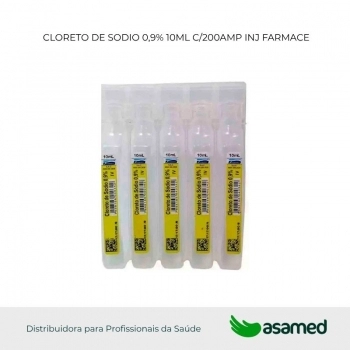 CLORETO DE SODIO 0,9% 10ML C/200AMP INJ FARMACE