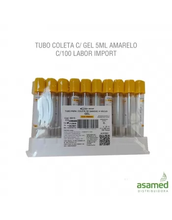 TUBO COLETA C/ GEL 5ML AMARELO C/100 LABOR IMPORT