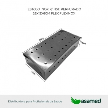ESTOJO INOX P/INST. PERFURADO 26X12X6CM FLEX FLEXNOX