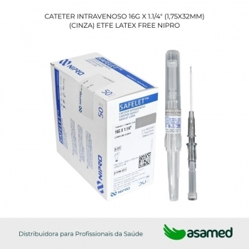 CATETER INTRAVENOSO 16G X 1.1/4" (1,75X32MM)(CINZA) NIPRO