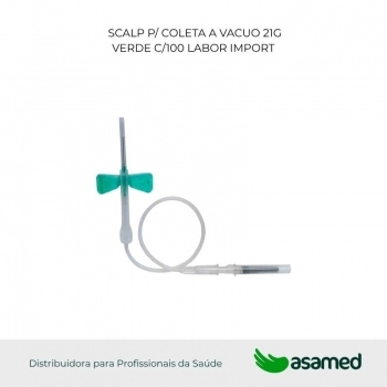 SCALP P/ COLETA A VACUO 21G VERDE C/100 LABOR IMPORT