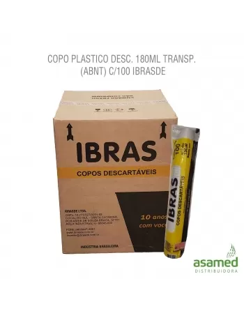 COPO PLASTICO DESC. 180ML TRANSP. (ABNT) C/100 IBRASDE