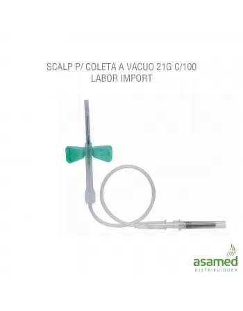 SCALP P/ COLETA A VACUO 21G VERDE C/100 LABOR IMPORT