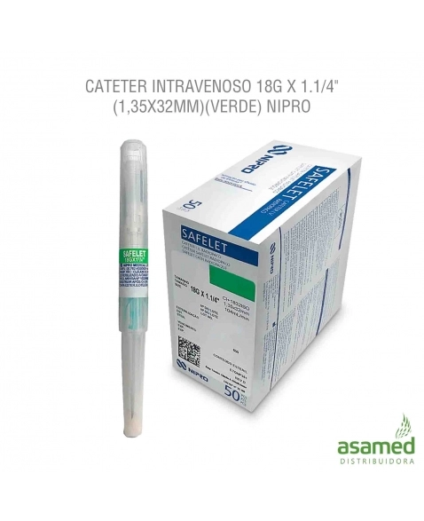 CATETER INTRAVENOSO 18G X 1.1/4" (1,35X32MM)(VERDE) NIPRO