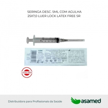 SERINGA DESC. 5ML COM AGULHA 25X7,0 LUER LOCK LATEX FREE SR