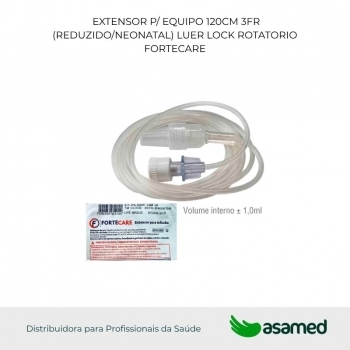 EXTENSOR P/ EQUIPO 120CM 3FR (REDUZIDO/NEONATAL) LUER LOCK ROTATORIO FORTCARE