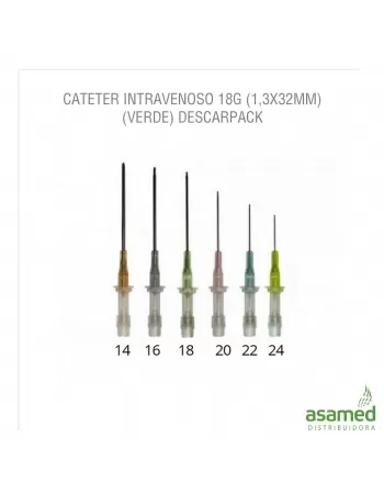 CATETER INTRAVENOSO 18G (1,3X32MM)(VERDE) DESCARPACK