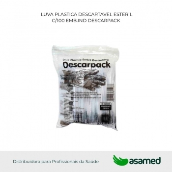 LUVA PLASTICA DESCARTAVEL ESTERIL C/100 EMB.IND DESCARPACK