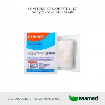 COMPRESSA DE GAZE ESTERIL 13F 10X10 (20X40CM) C/10 CREMER