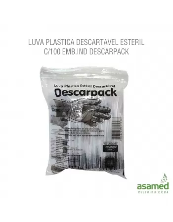 LUVA PLASTICA DESCARTAVEL ESTERIL C/100 EMB.IND DESCARPACK