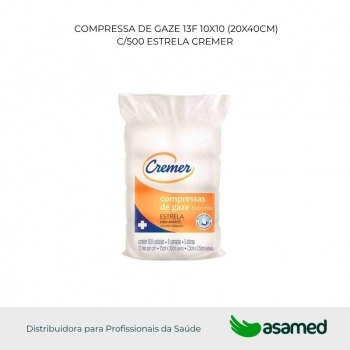 COMPRESSA DE GAZE 13F 10X10 (20X40CM) C/500 ESTRELA CREMER
