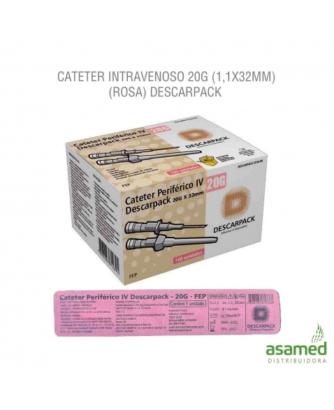 CATETER INTRAVENOSO 20G (1,1X32MM)(ROSA) DESCARPACK