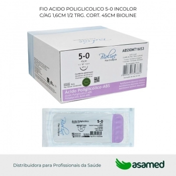 FIO ACIDO POLIGLICOLICO 5-0 INCOLOR C/AG 1,6CM 1/2 TRG. CORT. 45CM BIOLINE