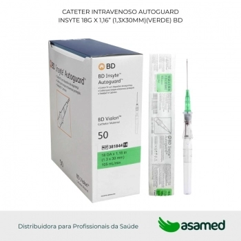CATETER INTRAVENOSO AUTOGUARD INSYTE 18G X 1,16” (1,3X30MM)(VERDE) BD