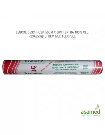 LENCOL PAPEL HOSPITALAR 50CM X 50MT EXTRA 100% CEL.(23A25G) BEM MED FL