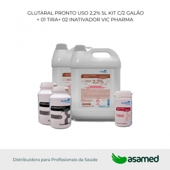 GLUTARAL PRONTO USO 2,2% 5L KIT C/2 GALÃO + 01 TIRA+ 02 INATIVADOR VIC