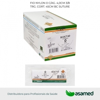FIO NYLON 0 C/AG. 4,0CM 3/8 TRG. CORT. 45CM BC SUTURE