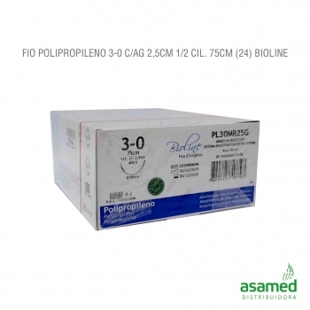 FIO POLIPROPILENO 3-0 C/AG 2,5CM 1/2 CIL. 75CM BIOLINE