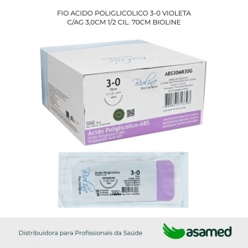 FIO ACIDO POLIGLICOLICO 3-0 VIOLETA C/AG 3,0CM 1/2 CIL. 70CM BIOLINE