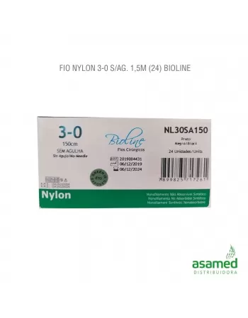 FIO NYLON 3-0 S/AG. 1,5M BIOLINE