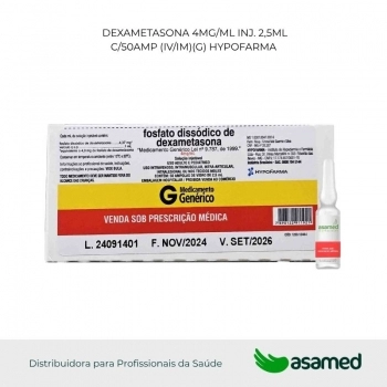 DEXAMETASONA 4MG/ML INJ. 2,5ML C/50AMP (IV/IM)(G) HYPOFARMA