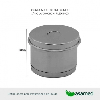 PORTA ALGODAO REDONDO C/MOLA 08X08CM FLEXINOX