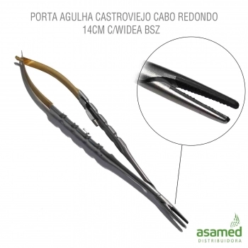PORTA AGULHA CASTROVIEJO CABO REDONDO 14CM C/WIDEA BSZ