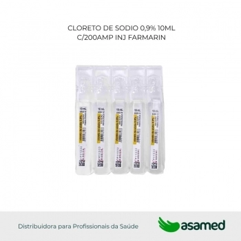 CLORETO DE SODIO 0,9% 10ML C/200AMP INJ FARMARIN