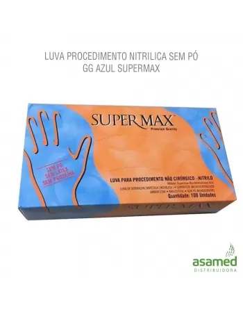 LUVA PROCEDIMENTO NITRILICA SEM PO GG AZUL SUPERMAX