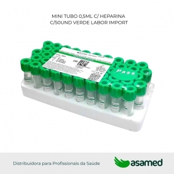 MINI TUBO 0,5ML C/ HEPARINA C/50UND VERDE LABOR IMPORT