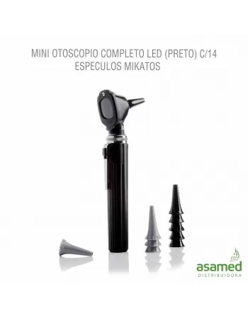 MINI OTOSCOPIO COMPLETO LED (PRETO) C/14 ESPECULOS MIKATOS